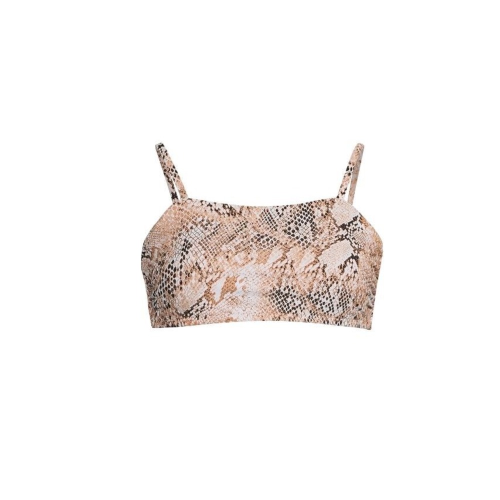 NEW Time and Tru Snake Skin Brown Bandeau swim Bikini‎ Top Plus sz 3X 24W-26W